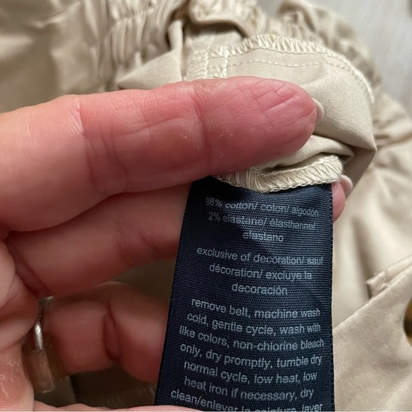 Tommy Hilfiger Cotton Midi skirt Tan Front Buttons Size 8 Preppy Pockets Belted - Picture 5 of 9